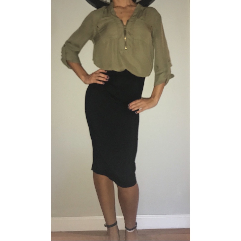 Olive Blouse & Black Blouse
